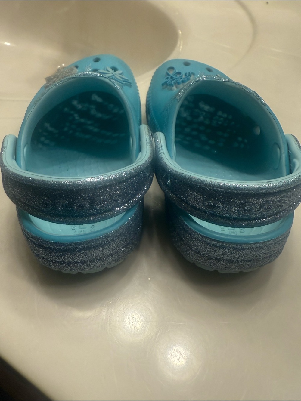 CROCS Frozen Kids Light Blue Frozen Elsa Clog Sandals - Picture 4 of 8